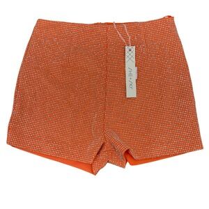 She + Sky Orange Silver Studded Game Day Shorts High Rise Small SY3887R NEW